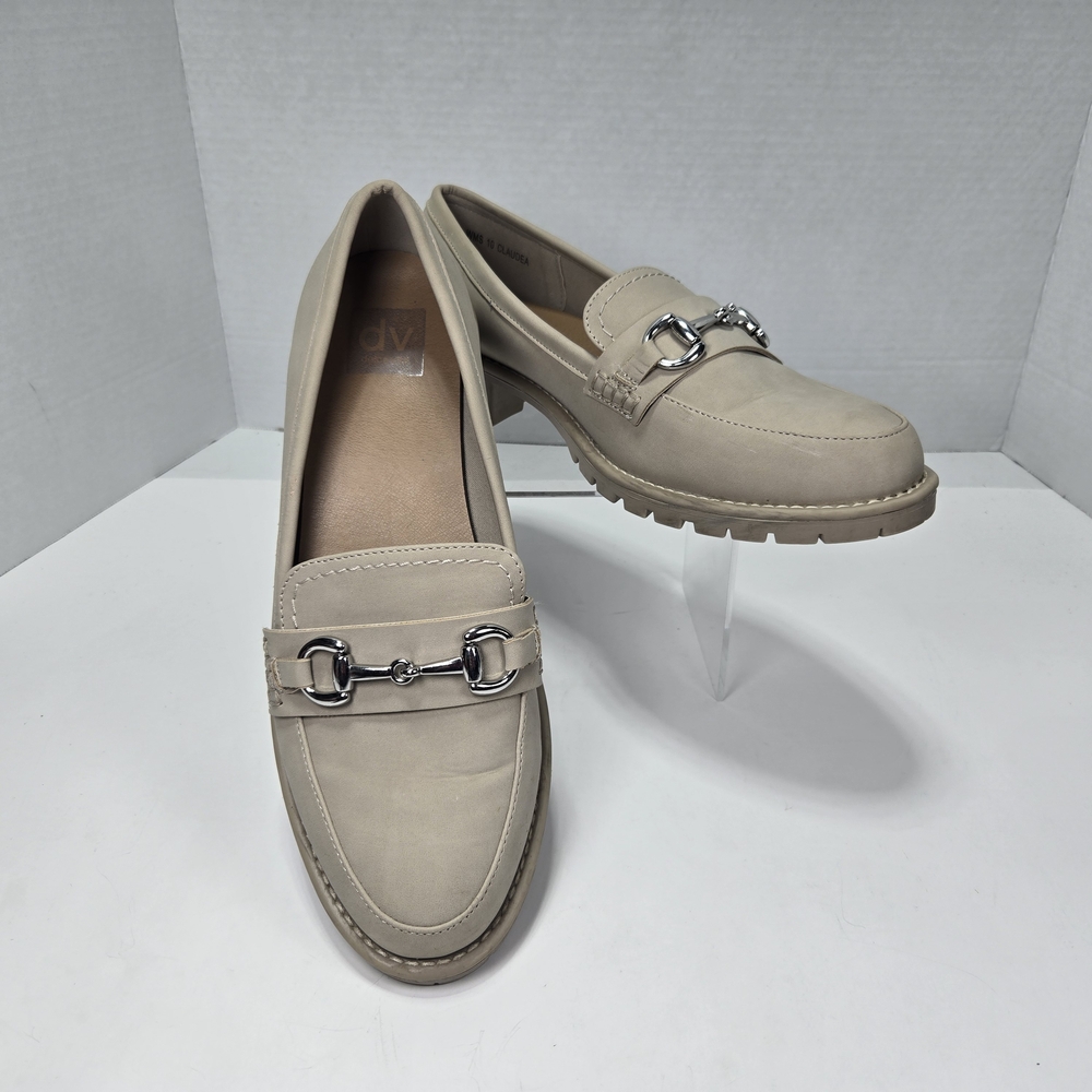 Dolce Vita Claudia Chunky Beige Horsebit Penny Loafers w/ Silver Accent Size 10 - Picture 1 of 14